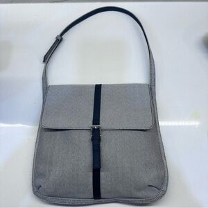 SISLEY MINIMALIST STYLE CANVAS BAG  BLUE GROSGRAIN TYPE FABRIC W/ NAVY TRIM